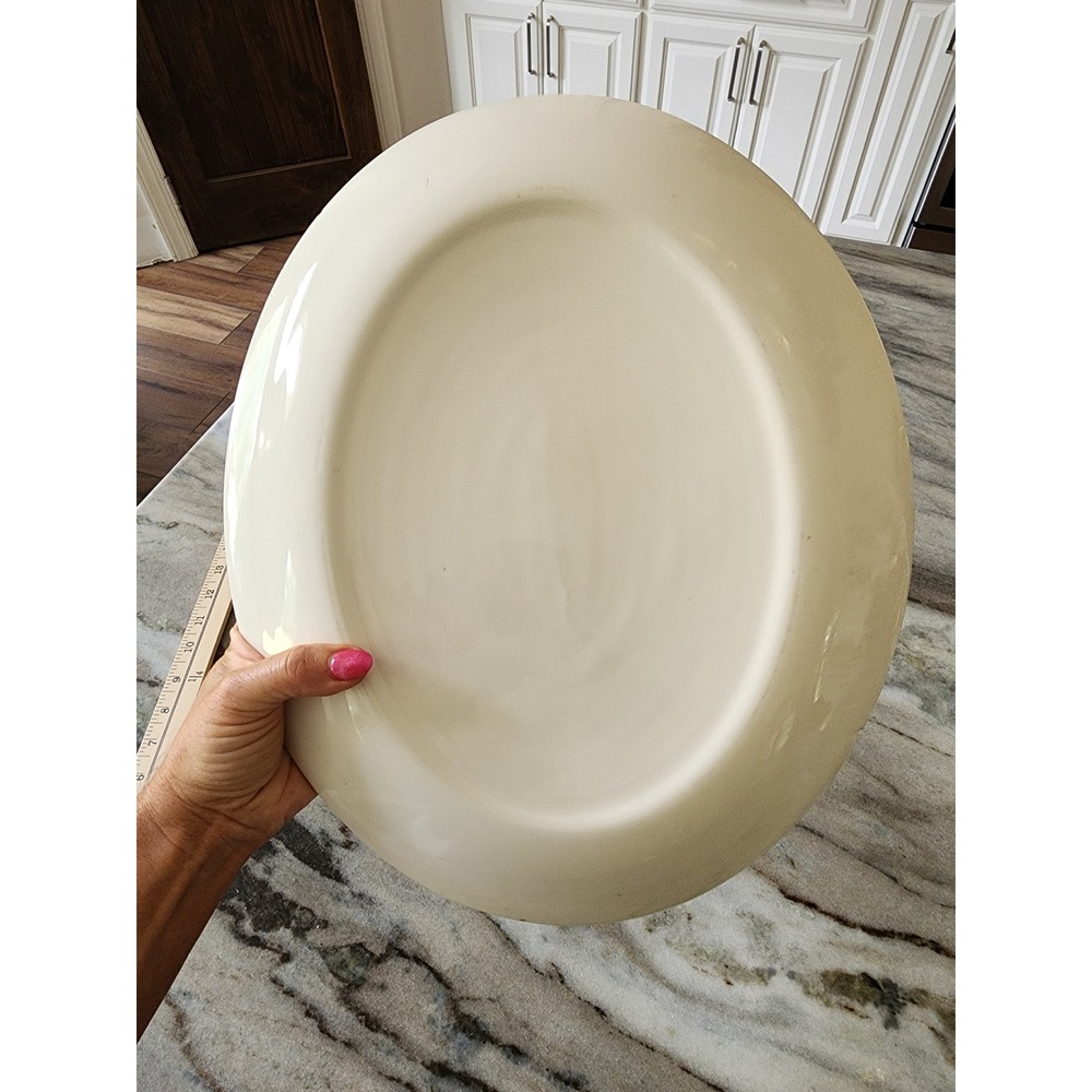 Vintage Edwin‎ Knowles Rooster Weathervane Oval Large Serving Platter Brown Chip - Picture 6 of 6